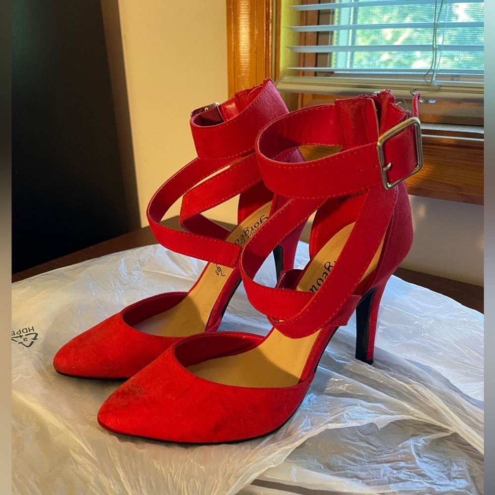 New Look Bright Red Strappy Heels EU36